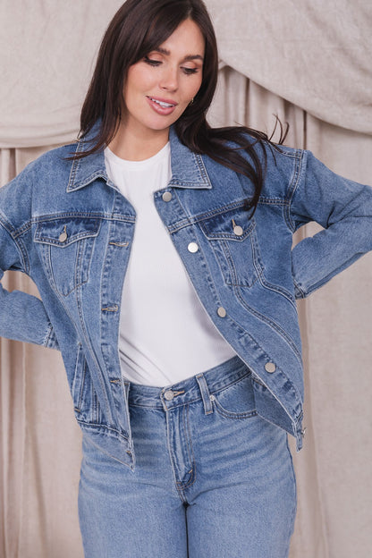 DENIM JACKET IN MEDIUM WASH FINAL SALE