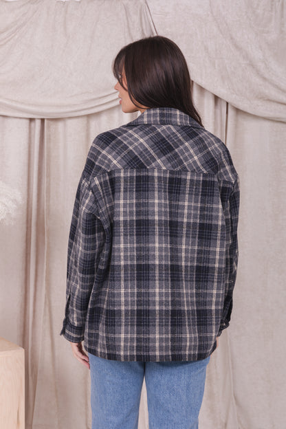 PLAID JACKET IN SHADOW GRAY PLAID FINAL SALE