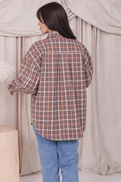 FLANNEL SHIRT JACKET IN HOT COCOA PLAID FINAL SALE