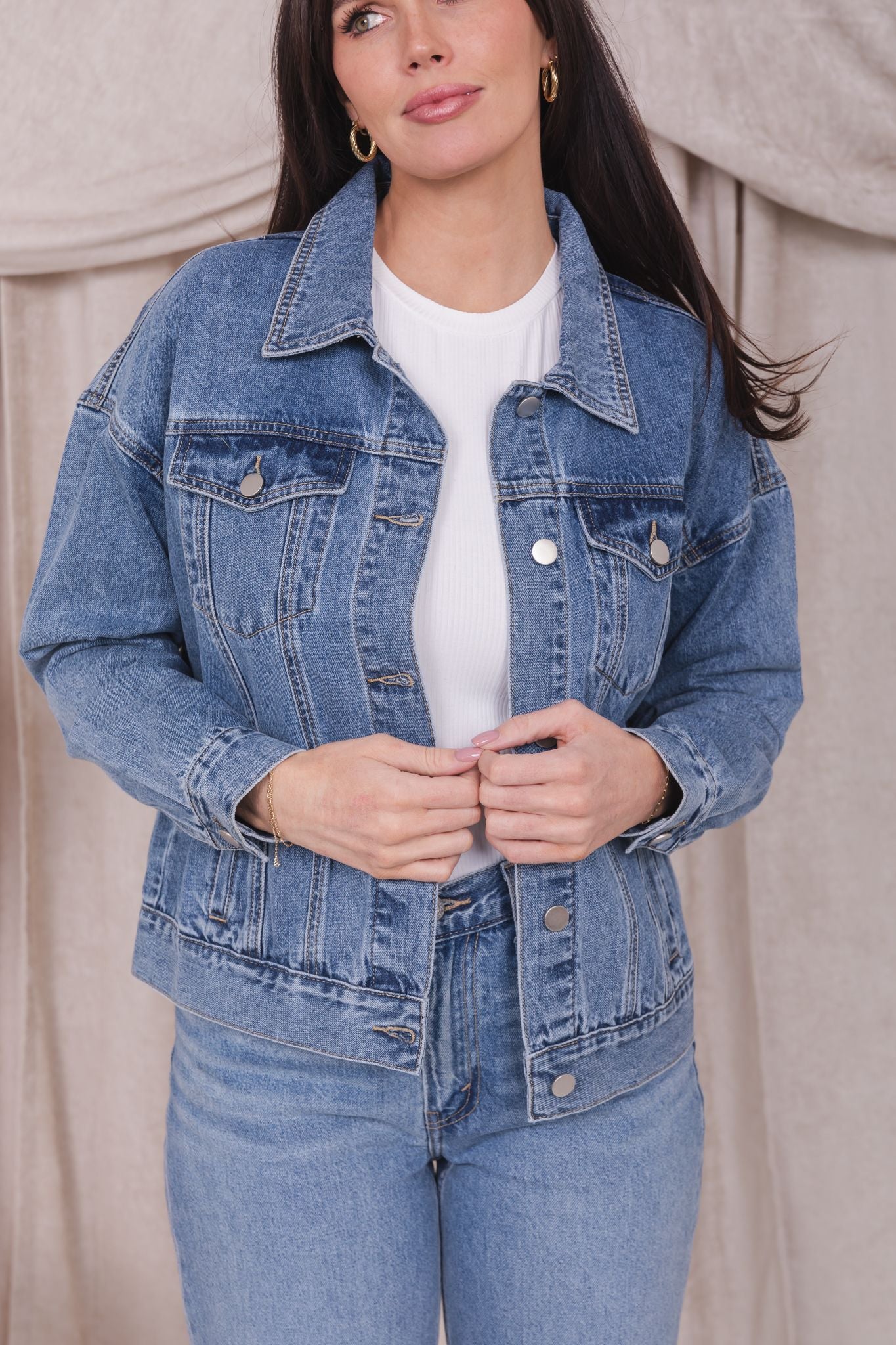 DENIM JACKET IN MEDIUM WASH FINAL SALE